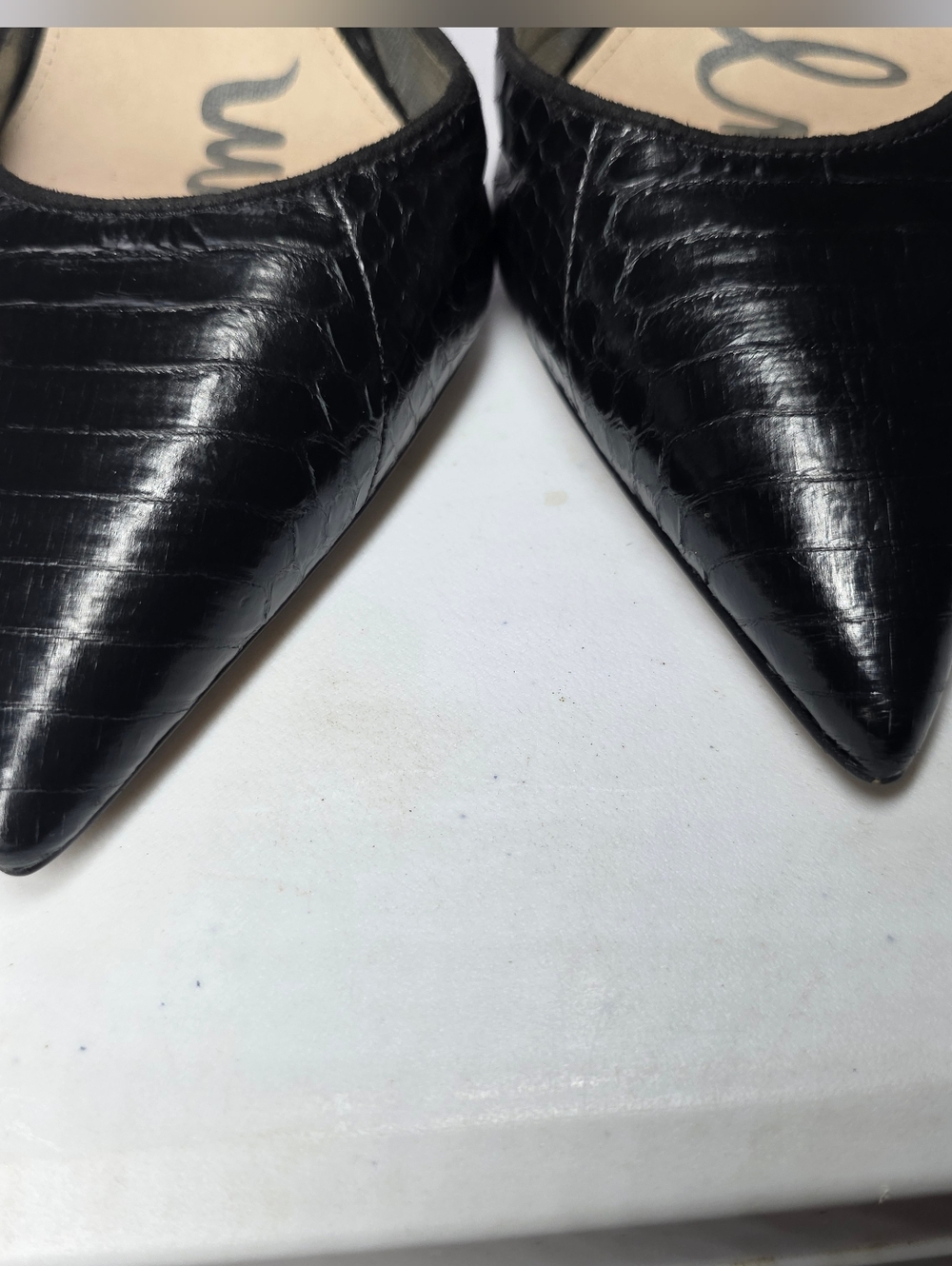 Sam Edelman Delilah D'Orsay Croc Black Leather Pump sz 8 - Picture 4 of 6